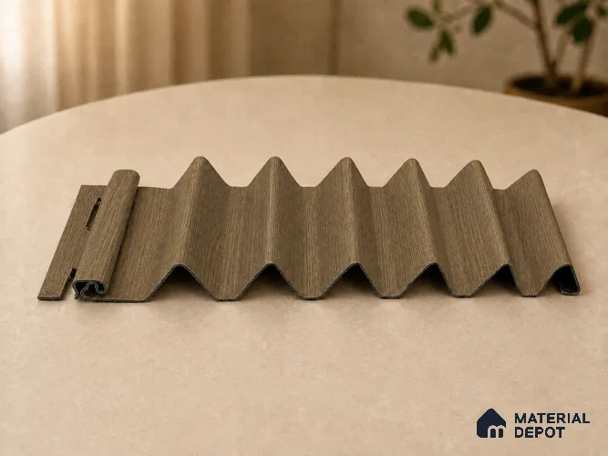 Spiced Walnut 10 ft x 0.85 ft (3060x260 mm) Prism Design Interior & Exterior Wall & Ceiling Panel - 21 mm | Suitable for Balcony, Facade & Open Area | Width is Subjected to 5% Variation