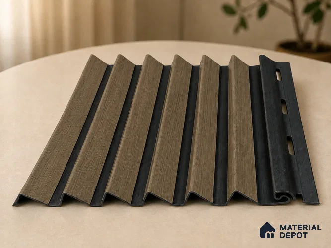 Spiced Walnut 10 ft x 0.85 ft (3060x260 mm) Prism Dual Tone Design Interior & Exterior Wall & Ceiling Panel - 21 mm | Suitable for Balcony, Facade & Open Area | Width is Subjected to 5% Variation