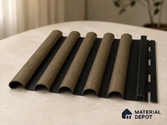 Spiced Walnut 10 ft x 0.7 ft (3060x215 mm) Dome Dual Black Design Interior & Exterior Wall & Ceiling Panel - 20 mm | Suitable for Balcony, Facade & Open Area | Width is Subjected to 5% Variation