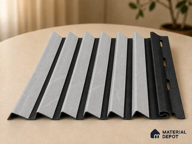 Armani Grey 10 ft x 0.85 ft (3060x260 mm) Prism Dual Tone Design Interior & Exterior Wall & Ceiling Panel - 21 mm | Suitable for Balcony, Facade & Open Area | Width is Subjected to 5% Variation