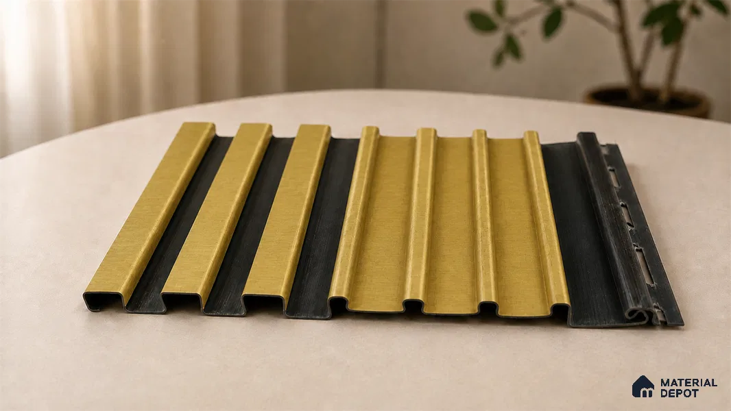 Oro 10 ft x 0.89 ft (3060x270 mm) Unic Dual Tone Design Interior & Exterior Wall & Ceiling Panel - 15 mm | Suitable for Balcony, Facade & Open Area | Width is Subjected to 5% Variation