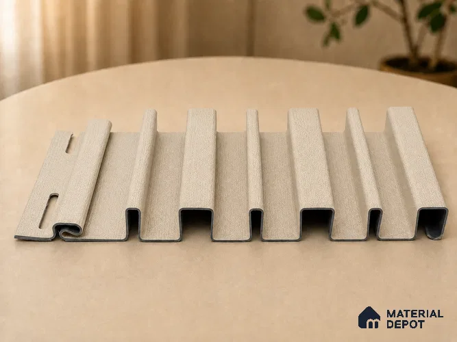 Linen Ivory 10 ft x 0.89 ft (3060x270 mm) Stripes Design Interior & Exterior Wall & Ceiling Panel - 20 mm | Suitable for Balcony, Facade & Open Area | Width is Subjected to 5% Variation