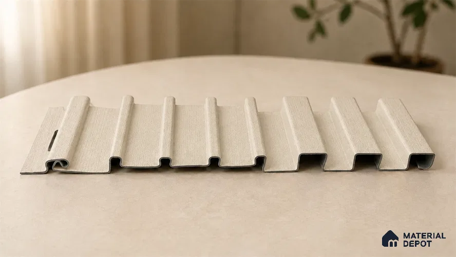 Linen Ivory 10 ft x 0.89 ft (3060x270 mm) Unic Design Interior & Exterior Wall & Ceiling Panel - 15 mm | Suitable for Balcony, Facade & Open Area | Width is Subjected to 5% Variation