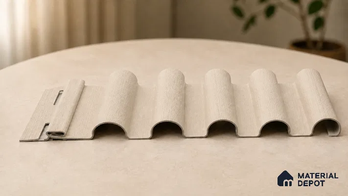 Linen Ivory 10 ft x 0.7 ft (3060x215 mm) Dome Design Interior & Exterior Wall & Ceiling Panel - 20 mm | Suitable for Balcony, Facade & Open Area | Width is Subjected to 5% Variation