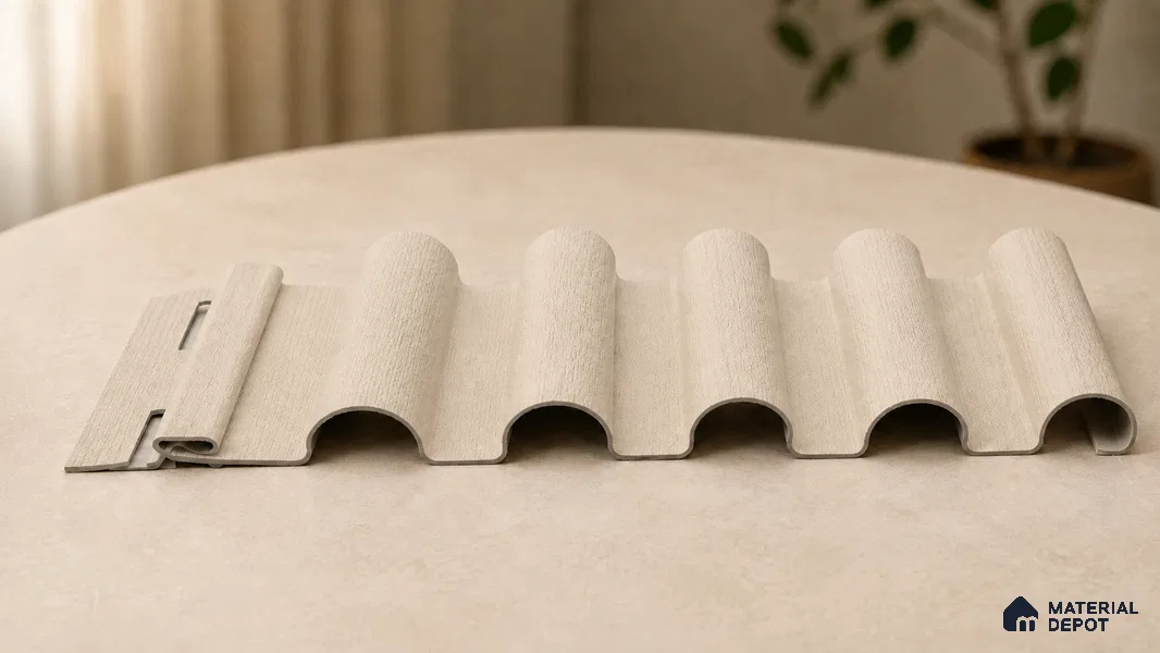 Linen Ivory 10 ft x 0.7 ft (3060x215 mm) Dome Design Interior & Exterior Wall & Ceiling Panel - 20 mm | Suitable for Balcony, Facade & Open Area | Width is Subjected to 5% Variation