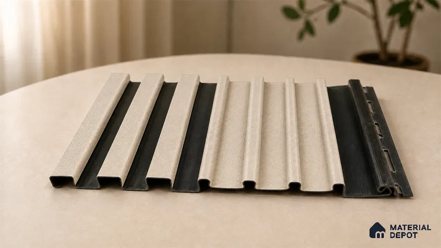 Linen Ivory 10 ft x 0.89 ft (3060x270 mm) Unic Dual Tone Design Interior & Exterior Wall & Ceiling Panel - 15 mm | Suitable for Balcony, Facade & Open Area | Width is Subjected to 5% Variation