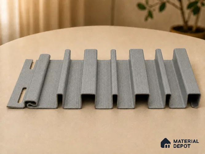 Linen Grey 10 ft x 0.89 ft (3060x270 mm) Stripes Design Interior & Exterior Wall & Ceiling Panel - 20 mm | Suitable for Balcony, Facade & Open Area | Width is Subjected to 5% Variation