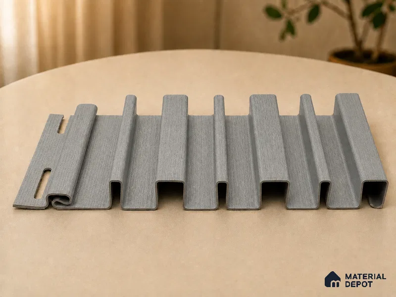 Linen Grey 10 ft x 0.89 ft (3060x270 mm) Stripes Design Interior & Exterior Wall & Ceiling Panel - 20 mm | Suitable for Balcony, Facade & Open Area | Width is Subjected to 5% Variation