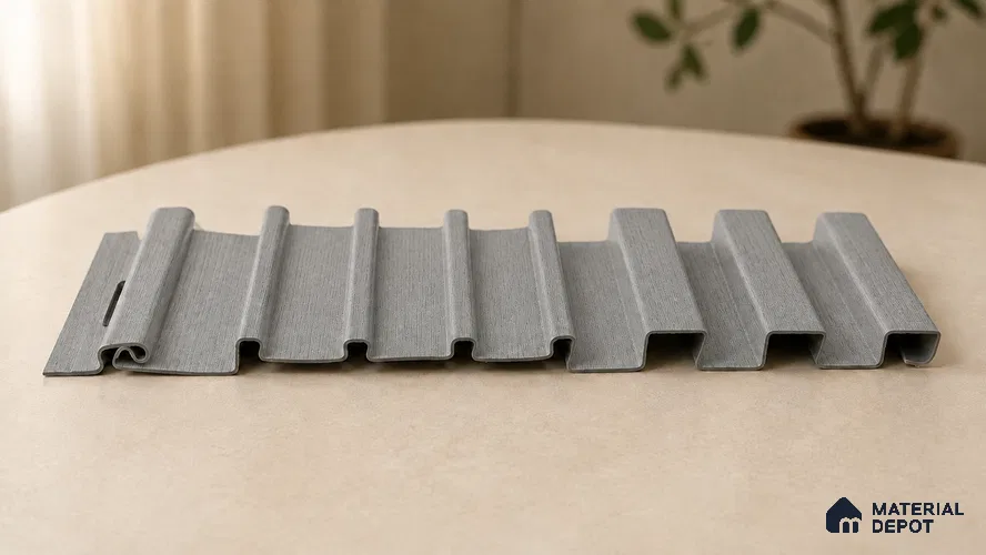 Linen Grey 10 ft x 0.89 ft (3060x270 mm) Unic Design Interior & Exterior Wall & Ceiling Panel - 15 mm | Suitable for Balcony, Facade & Open Area | Width is Subjected to 5% Variation