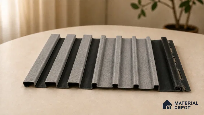 Linen Grey 10 ft x 0.89 ft (3060x270 mm) Unic Dual Tone Design Interior & Exterior Wall & Ceiling Panel - 15 mm | Suitable for Balcony, Facade & Open Area | Width is Subjected to 5% Variation