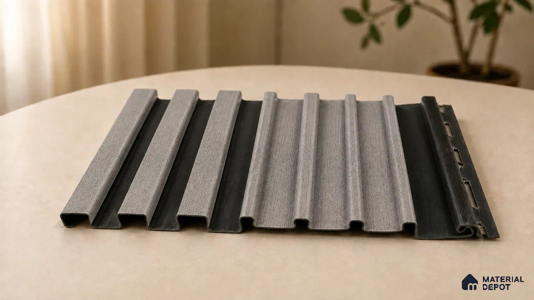 Linen Grey 10 ft x 0.89 ft (3060x270 mm) Unic Dual Tone Design Interior & Exterior Wall & Ceiling Panel - 15 mm | Suitable for Balcony, Facade & Open Area | Width is Subjected to 5% Variation