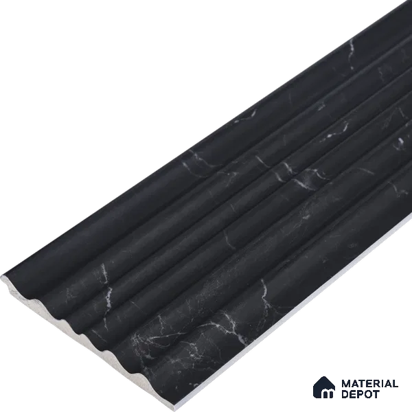 Black Marble Louver PN 00525 9.5 ft x 4.8 inch Charcoal Panel - 12 mm | Suitable for Feature Wall, TV Unit & Living Room | Width is Subjected to 5% Variation