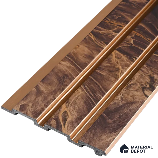 Teak Brown Marble Look PN 07455 8 ft x 4.8 inch PVC Panel - 10 mm | Suitable for Living Room, Bedroom & Office | Width is Subjected to 5% Variation