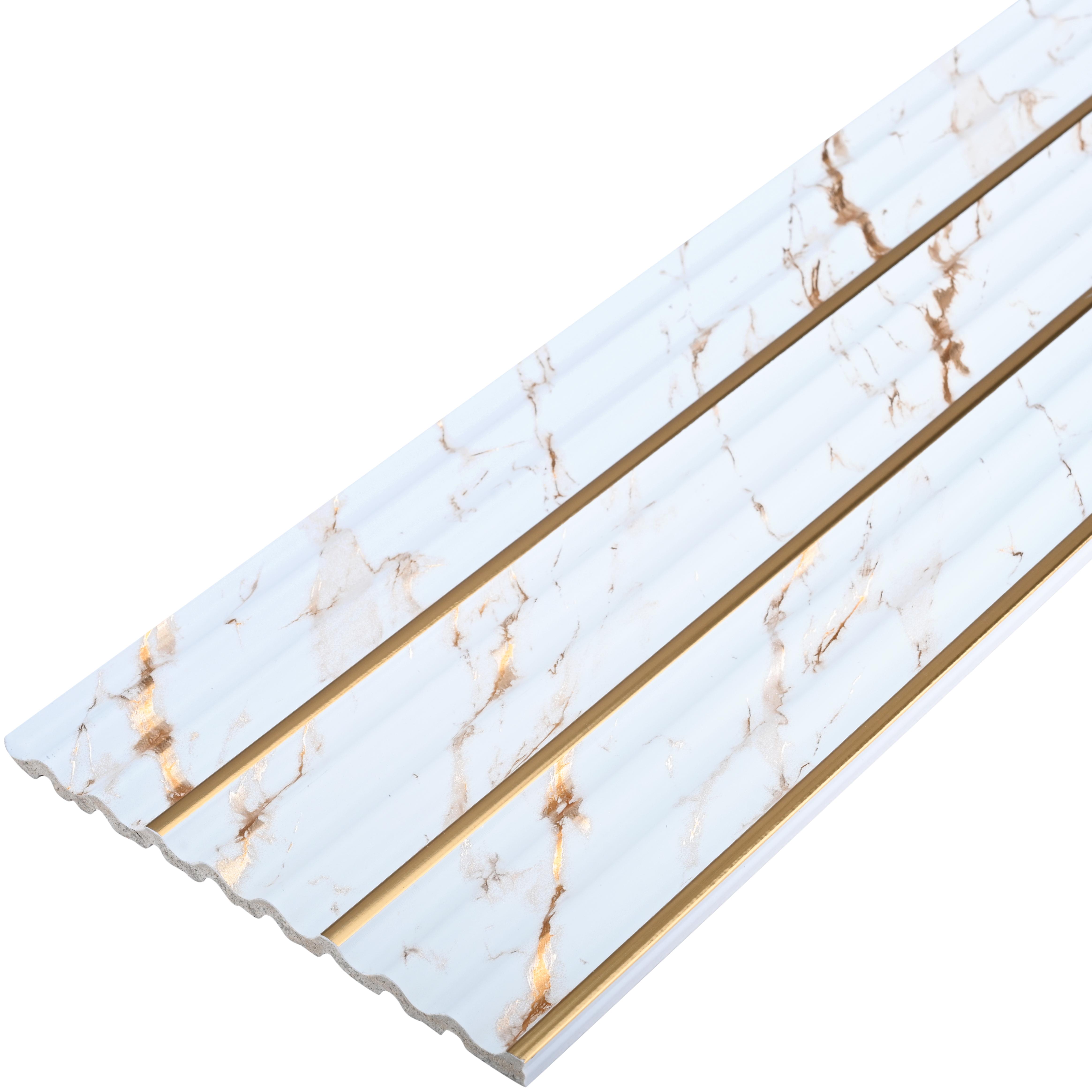 PN 07500 Marble Look Louver 8 ft x 0.5 ft Texture Finish  - 10 mm | Suitable for Feature Wall, TV Unit & Living Room