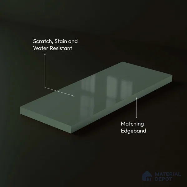 LM 23640 8 ft x 4 ft Solid Plain High Gloss Finish Acrylic Laminate - 1.5 mm | Suitable for Living Room, Kitchen, Office | Matching Edgeband Code EB 122143