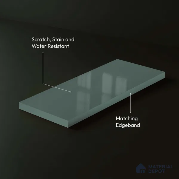 LM 23641 8 ft x 4 ft Solid Plain High Gloss Finish Acrylic Laminate - 1.5 mm | Suitable for Living Room, Kitchen, Office | Matching Edgeband Code EB 122144