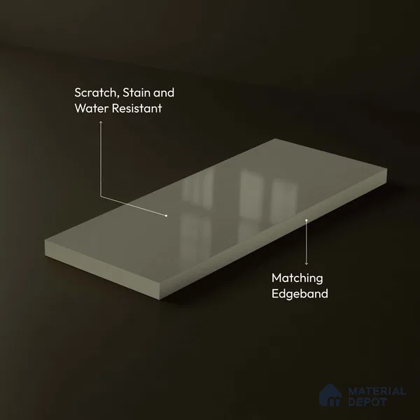 LM 23643 8 ft x 4 ft Solid Plain High Gloss Finish Acrylic Laminate - 1.5 mm | Suitable for Living Room, Kitchen, Office | Matching Edgeband Code EB 11106