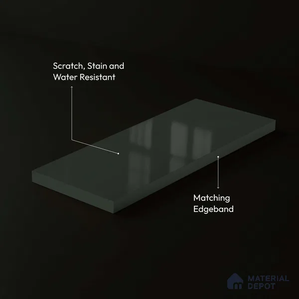 LM 23644 8 ft x 4 ft Solid Plain High Gloss Finish Acrylic Laminate - 1.5 mm | Suitable for Living Room, Kitchen, Office | Matching Edgeband Code EB 11108
