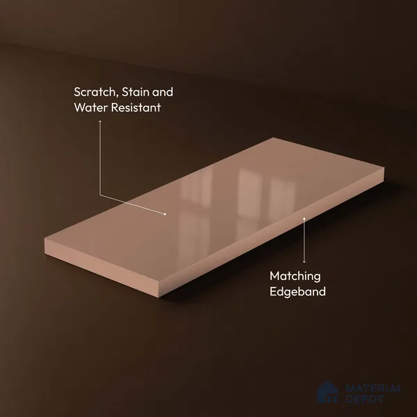 LM 23645 8 ft x 4 ft Solid Plain High Gloss Finish Acrylic Laminate - 1.5 mm | Suitable for Living Room, Kitchen, Office | Matching Edgeband Code EB 11113