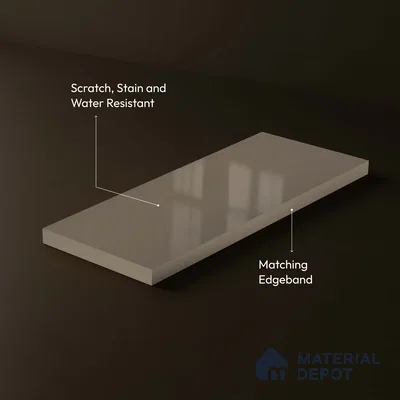 LM 23648 8 ft x 4 ft Solid Plain High Gloss Finish Acrylic Laminate - 1.5 mm | Suitable for Living Room, Kitchen, Office | Matching Edgeband Code EB 12109