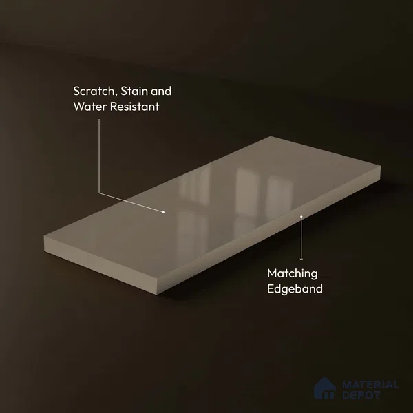 LM 23648 8 ft x 4 ft Solid Plain High Gloss Finish Acrylic Laminate - 1.5 mm | Suitable for Living Room, Kitchen, Office | Matching Edgeband Code EB 12109