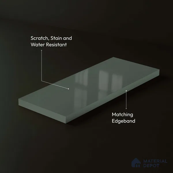 LM 23649 8 ft x 4 ft Solid Plain High Gloss Finish Acrylic Laminate - 1.5 mm | Suitable for Living Room, Kitchen, Office | Matching Edgeband Code EB 1106