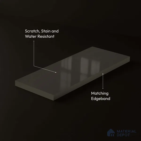 LM 23650 8 ft x 4 ft Solid Plain High Gloss Finish Acrylic Laminate - 1.5 mm | Suitable for Living Room, Kitchen, Office | Matching Edgeband Code EB 1108