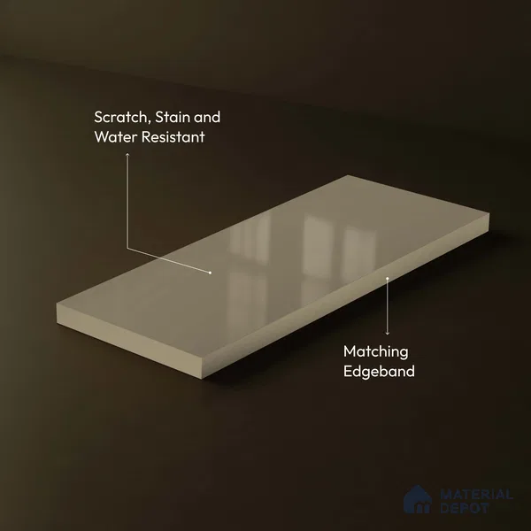 LM 23651 8 ft x 4 ft Solid Plain High Gloss Finish Acrylic Laminate - 1.5 mm | Suitable for Living Room, Kitchen, Office | Matching Edgeband Code EB 1109
