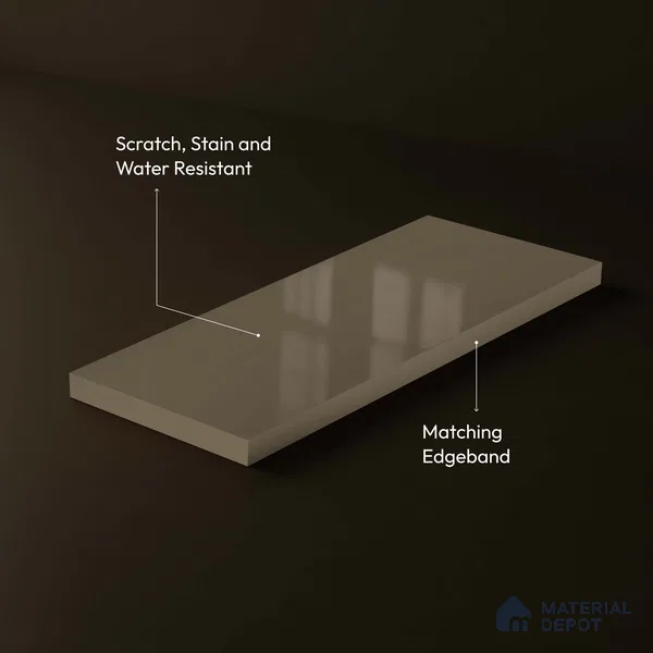 LM 23652 8 ft x 4 ft Solid Plain High Gloss Finish Acrylic Laminate - 1.5 mm | Suitable for Living Room, Kitchen, Office | Matching Edgeband Code EB 1110
