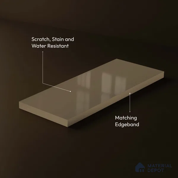 LM 23653 8 ft x 4 ft Solid Plain High Gloss Finish Acrylic Laminate - 1.5 mm | Suitable for Living Room, Kitchen, Office | Matching Edgeband Code EB 1112