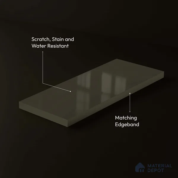 LM 23654 8 ft x 4 ft Solid Plain High Gloss Finish Acrylic Laminate - 1.5 mm | Suitable for Living Room, Kitchen, Office | Matching Edgeband Code EB 1113