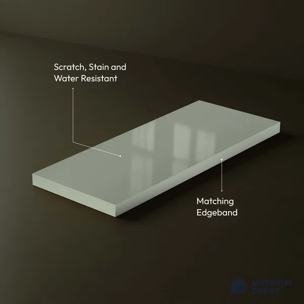 LM 23658 8 ft x 4 ft Solid Plain High Gloss Finish Acrylic Laminate - 1.5 mm | Suitable for Living Room, Kitchen, Office | Matching Edgeband Code EB 1120