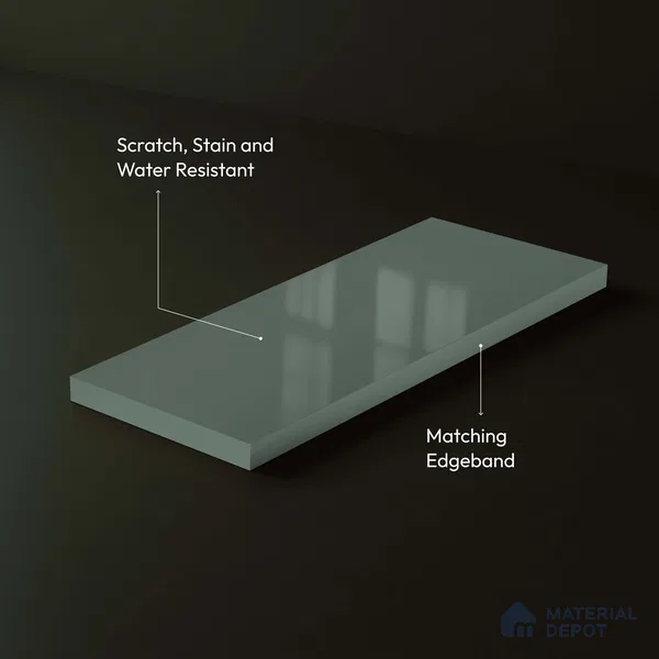 LM 23659 8 ft x 4 ft Solid Plain High Gloss Finish Acrylic Laminate - 1.5 mm | Suitable for Living Room, Kitchen, Office | Matching Edgeband Code EB 1121