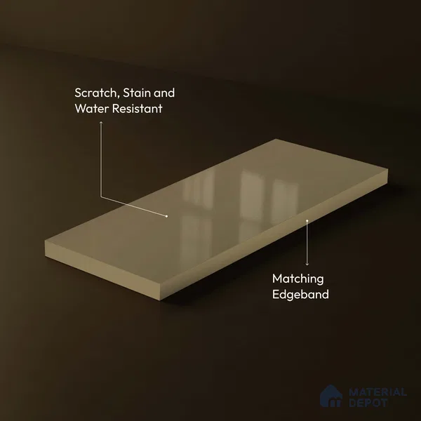 LM 23662 8 ft x 4 ft Solid Plain High Gloss Finish Acrylic Laminate - 1.5 mm | Suitable for Living Room, Kitchen, Office | Matching Edgeband Code EB 1127