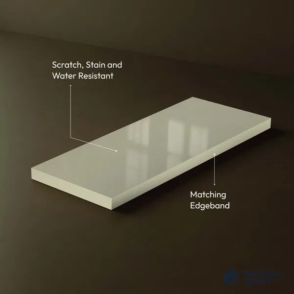 LM 23663 8 ft x 4 ft Solid Plain High Gloss Finish Acrylic Laminate - 1.5 mm | Suitable for Living Room, Kitchen, Office | Matching Edgeband Code EB 1128