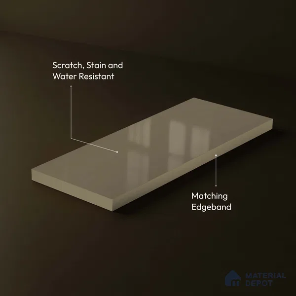 LM 23664 8 ft x 4 ft Solid Plain High Gloss Finish Acrylic Laminate - 1.5 mm | Suitable for Living Room, Kitchen, Office | Matching Edgeband Code EB 1129