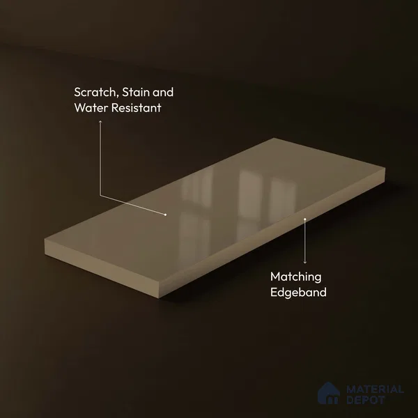 LM 23666 8 ft x 4 ft Solid Plain High Gloss Finish Acrylic Laminate - 1.5 mm | Suitable for Living Room, Kitchen, Office | Matching Edgeband Code EB 1131