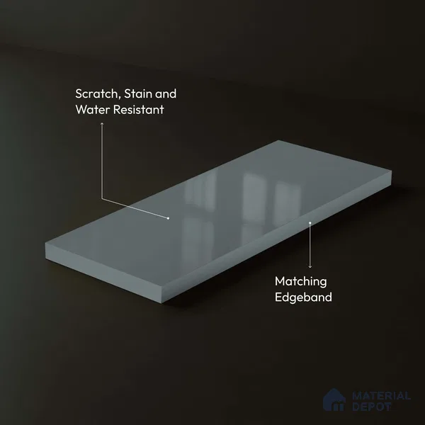 LM 23667 8 ft x 4 ft Solid Plain High Gloss Finish Acrylic Laminate - 1.5 mm | Suitable for Living Room, Kitchen, Office | Matching Edgeband Code EB 1133