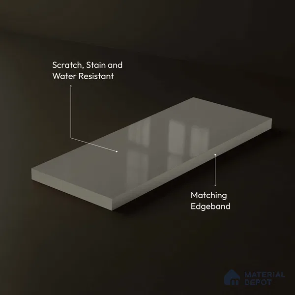 LM 23668 8 ft x 4 ft Solid Plain High Gloss Finish Acrylic Laminate - 1.5 mm | Suitable for Living Room, Kitchen, Office | Matching Edgeband Code EB 1205