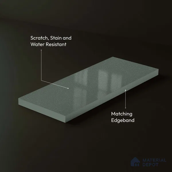LM 23671 8 ft x 4 ft Sparkle High Gloss Finish Acrylic Laminate - 1.5 mm | Matching Edgeband Code EB 1407