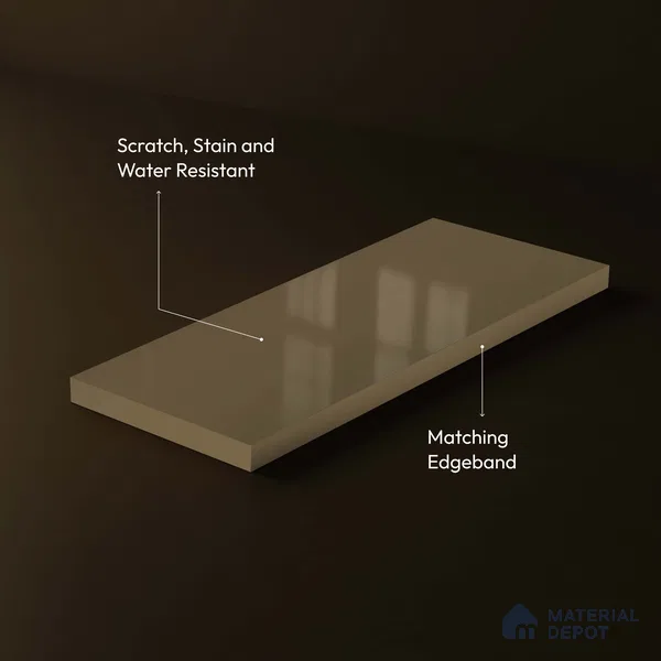 LM 23672 8 ft x 4 ft Solid Plain High Gloss Finish Acrylic Laminate - 1.5 mm | Suitable for Living Room, Kitchen, Office | Matching Edgeband Code EB 1408