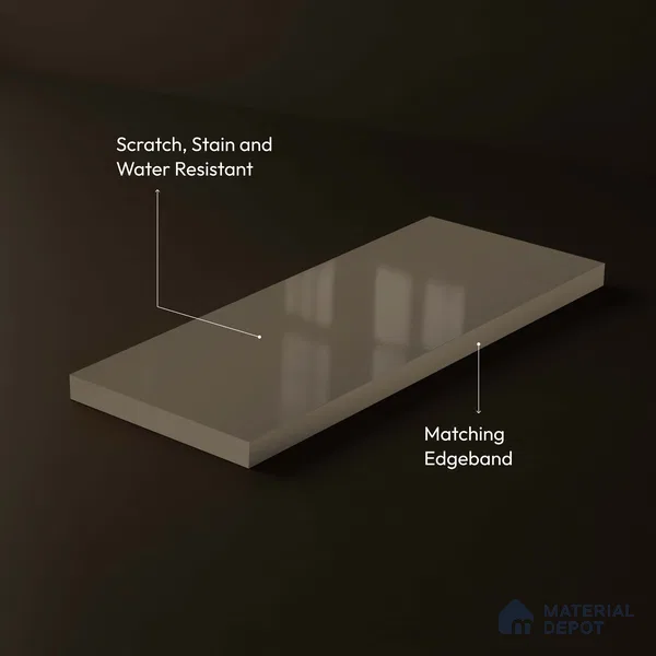 LM 23673 8 ft x 4 ft Solid Plain High Gloss Finish Acrylic Laminate - 1.5 mm | Suitable for Living Room, Kitchen, Office | Matching Edgeband Code EB 1409
