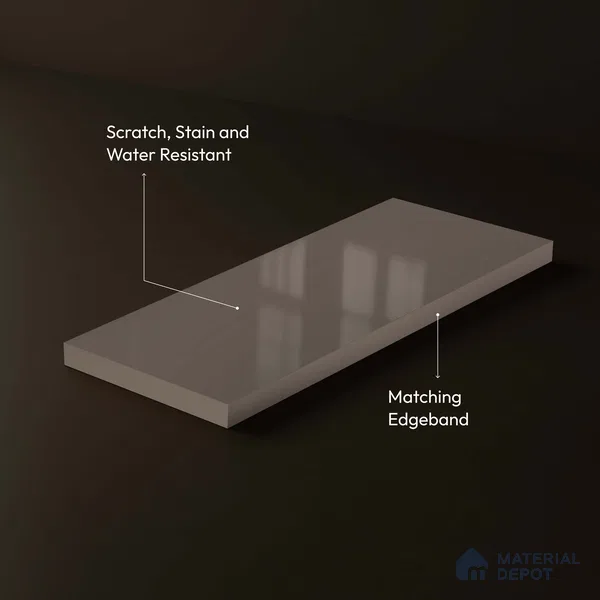 LM 23674 8 ft x 4 ft Solid Plain High Gloss Finish Acrylic Laminate - 1.5 mm | Suitable for Living Room, Kitchen, Office | Matching Edgeband Code EB 1411