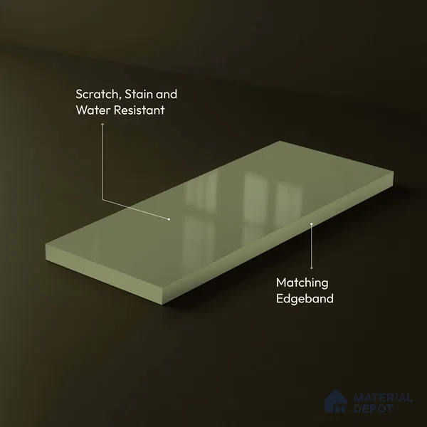 LM 23677 8 ft x 4 ft Solid Plain High Gloss Finish Acrylic Laminate - 1.5 mm | Suitable for Living Room, Kitchen, Office | Matching Edgeband Code EB 1414