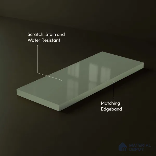 LM 23686 8 ft x 4 ft Solid Plain High Gloss Finish Acrylic Laminate - 1.5 mm | Suitable for Living Room, Kitchen, Office | Matching Edgeband Code EB 17108