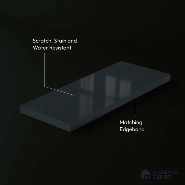 LM 23687 8 ft x 4 ft Solid Plain High Gloss Finish Acrylic Laminate - 1.5 mm | Suitable for Living Room, Kitchen, Office | Matching Edgeband Code EB 17111