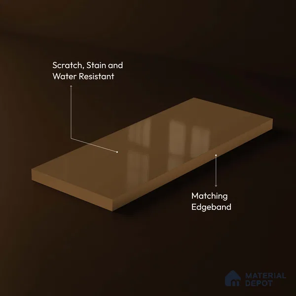 LM 23690 8 ft x 4 ft Solid Plain High Gloss Finish Acrylic Laminate - 1.5 mm | Suitable for Living Room, Kitchen, Office | Matching Edgeband Code EB 18106