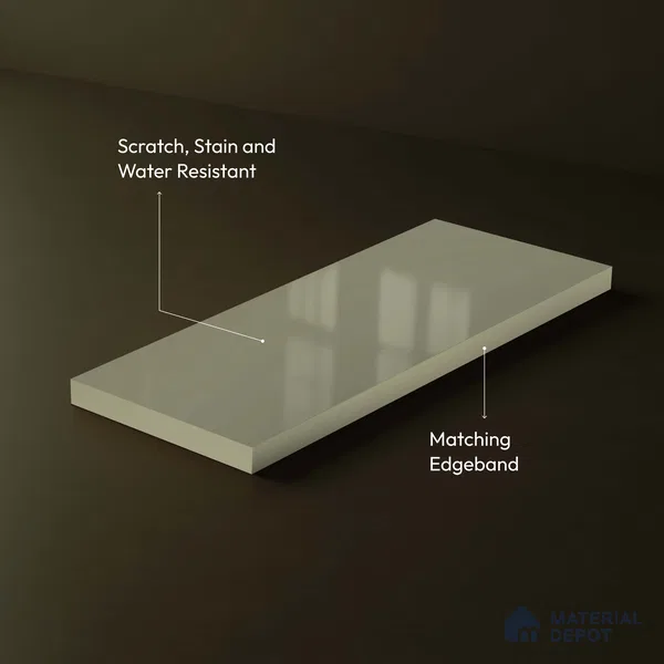 LM 23692 8 ft x 4 ft Solid Plain High Gloss Finish Acrylic Laminate - 1.5 mm | Suitable for Living Room, Kitchen, Office | Matching Edgeband Code EB 18109
