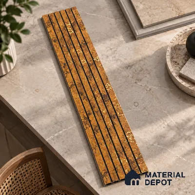Brown Wooden Louver PN 00456 8 ft x 12 inch Charcoal Panel - 6 mm | Suitable for Feature Wall, TV Unit & Living Room | Width is Subjected to 5% Variation