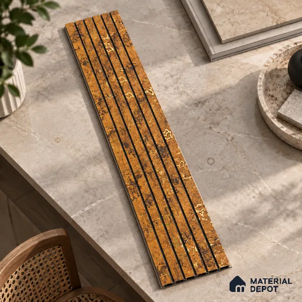 Brown Wooden Louver PN 00456 8 ft x 12 inch Charcoal Panel - 6 mm | Suitable for Feature Wall, TV Unit & Living Room | Width is Subjected to 5% Variation